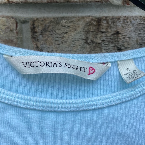 2000 Y2K Mint Green/Light Blue Heart Logo Victorias Secret Cropped Tshirt - Picture 15 of 16